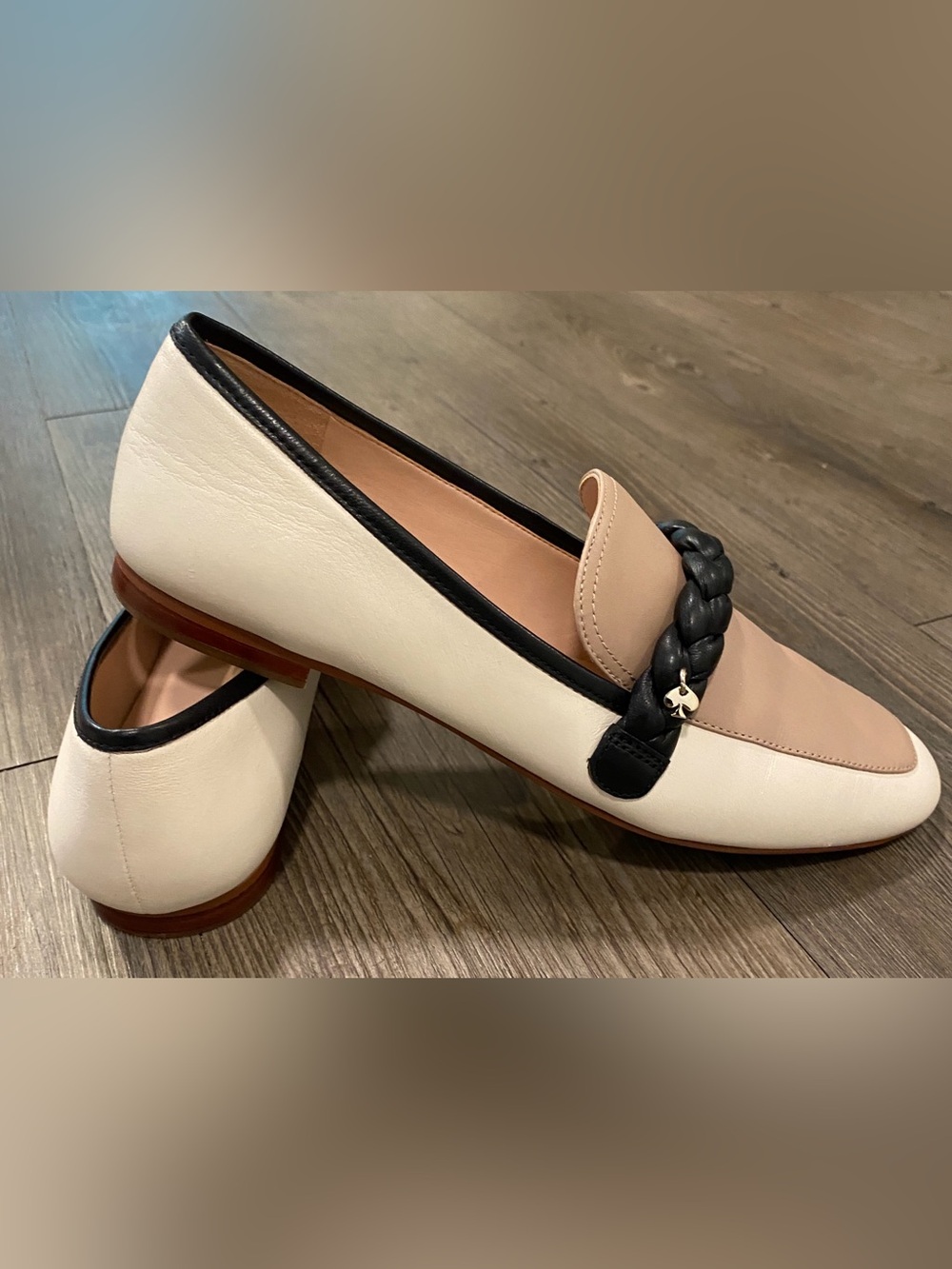 kate spade Mable Two-Tone Cream & Beige Braided Strap Loafers - Picture 8 of 9